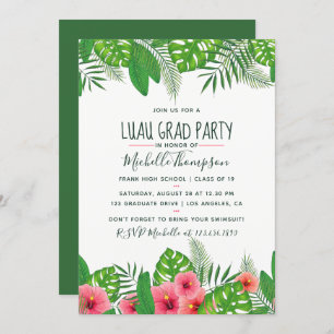 Invitation Watercolor tropical Luau Graduation Party