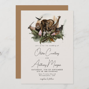 Invitation Watercolor Tropical Safari Mariage Jungle