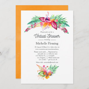 Invitation Watercolor Tropical Summer Baby shower virtuel