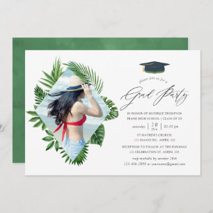 Invitation Watercolor Tropical Summer Beach Graduation Party