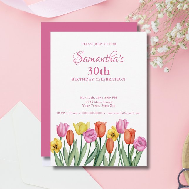 Invitation Watercolor Tulips 30e anniversaire (Créateur téléchargé)