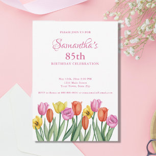Invitation Watercolor Tulips 85e anniversaire