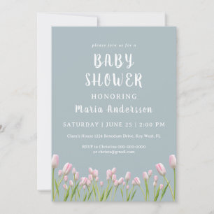 Invitation Watercolor Tulips Baby Girl Baby shower