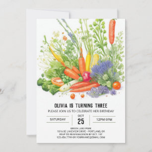 Invitation Watercolor Veggie Patch Anniversaire
