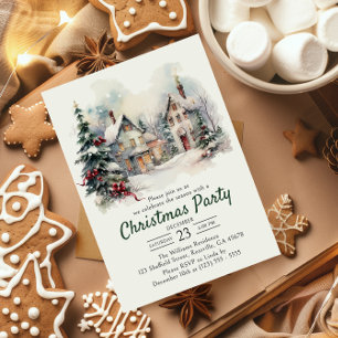 Invitation Watercolor Vintage Décor fête de Noël