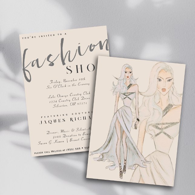 Invitation Watercolor Vogue Couture Mode Show (Créateur téléchargé)