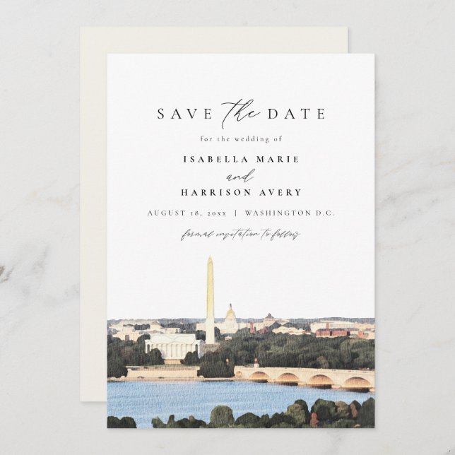 Invitation Watercolor Washington Monument DC Enregistrer la d (Devant / Derrière)