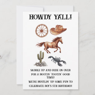 Invitation Watercolor Western Kid Art