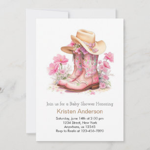 Invitation Watercolor Western Style Cowgirl Baby shower