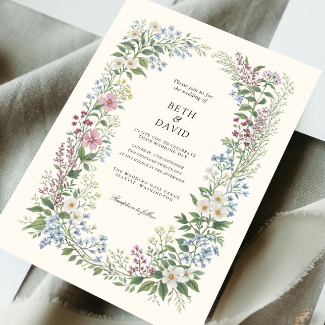 Invitation Watercolor Wild Flowers Wedding (Créateur téléchargé)