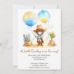 Invitation Watercolor Wild West Boy Baby shower