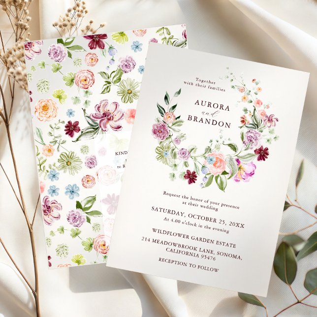 Invitation Watercolor Wildflower Garden Wedding  (Créateur téléchargé)
