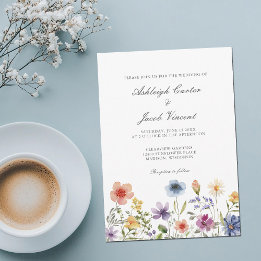 Invitation Watercolor Wildflower Pretty Spring Garden Wedding