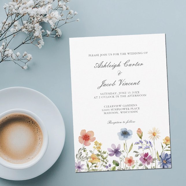 Invitation Watercolor Wildflower Pretty Spring Garden Wedding (Créateur téléchargé)