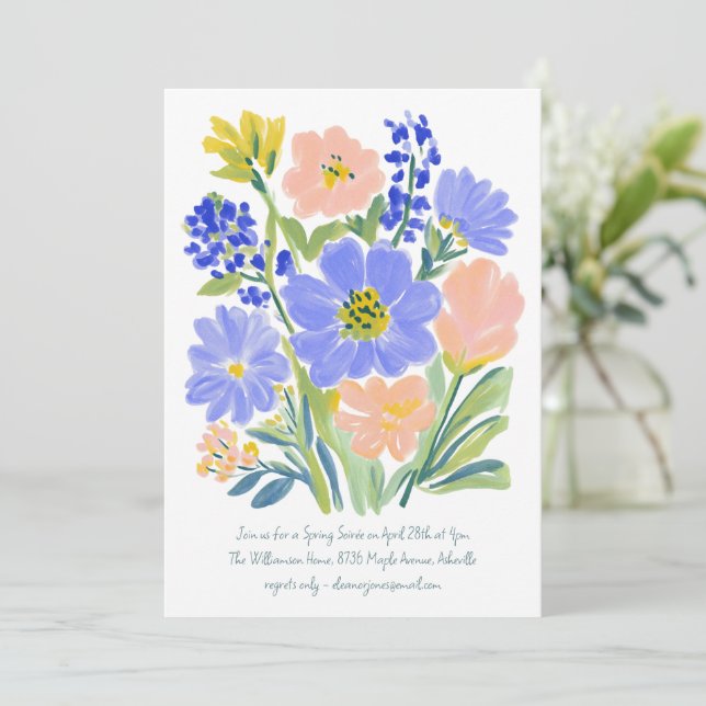 Invitation Watercolor Wildflower Spring Soiree Garden Party (Debout devant)