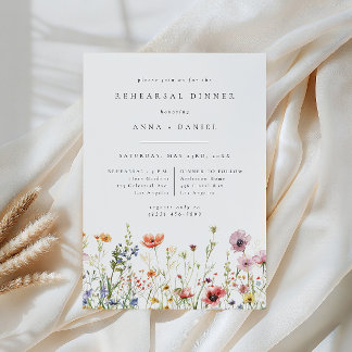 Invitation Watercolor Wildflower Wedding Rehearsal Dinner