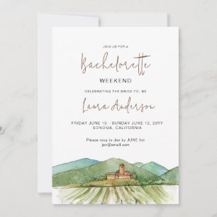 Invitation Watercolor Winery Bachelorette week-end