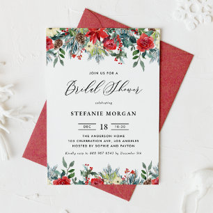 Invitation Watercolor Winter Blooms Garland Fête des mariées