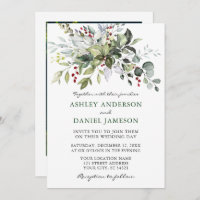 Watercolor Winter Greenery Mariage photo