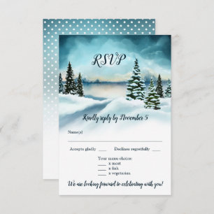 Invitation Watercolor Winter Wonderland Menu Mariage RSVP