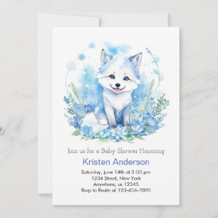 Invitation Watercolor Wolf Cub Baby shower garçon