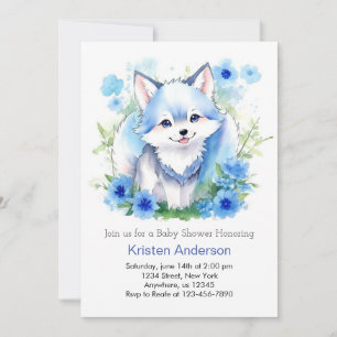 Invitation Watercolor Wolf Whimsical Boy Baby shower
