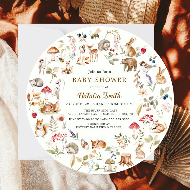 Invitation  Watercolor Woodland Animals Baby Shower (Créateur téléchargé)