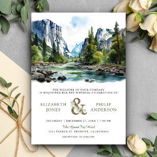 Invitation Watercolor Yosemite National Park QR Code Mariage