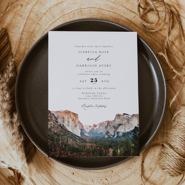 Invitation Watercolor Yosemite National Park Skyline Mariage (Créateur téléchargé)