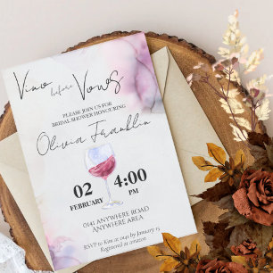 Invitation Watercolour vino before vows bridal shower
