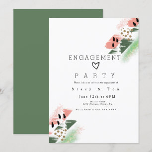 Invitation Watermelon Abstrait Organic Brush Engagement Party