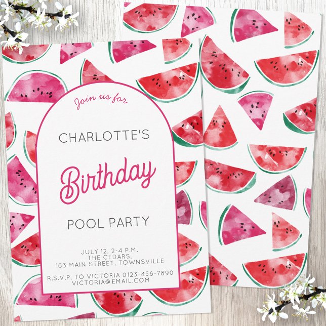 Invitation Watermelon Birthday Pool Party (Créateur téléchargé)