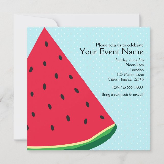 Invitation Watermelon Blue Fun été fête d'anniversaire (Devant)
