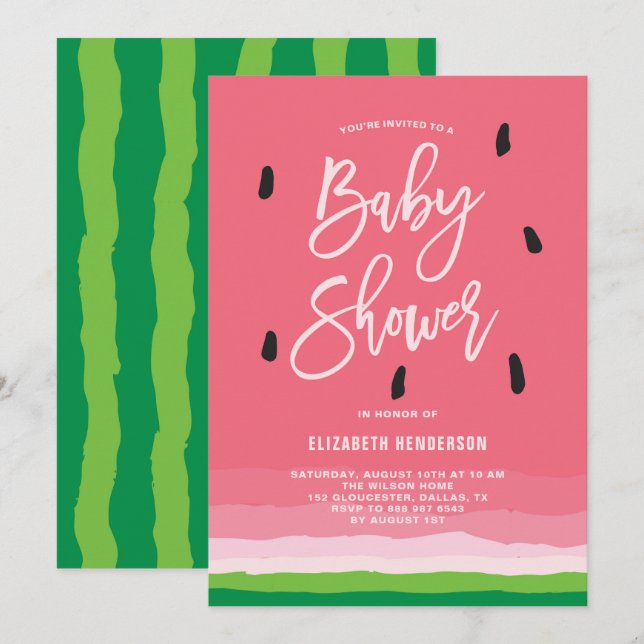 Invitation Watermelon Gradient Baby shower moderne (Devant / Derrière)
