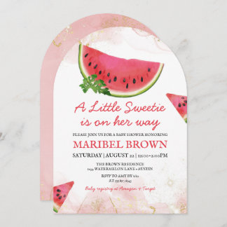 Invitation Watermelon Little Sweetie Baby Shower Pink