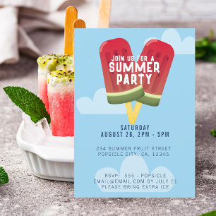 Invitation Watermelon Popsicle Ice Cream Summer Party