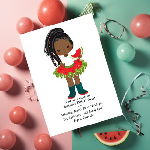 Invitation Watermelon Tutu American Black Girl Birthday Party