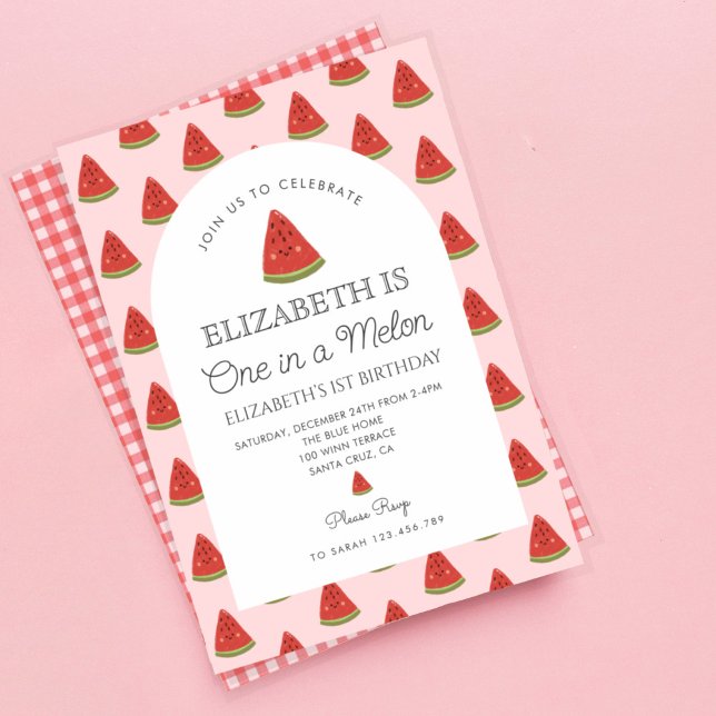 Invitation Watermelon Un dans un melon 1er anniversaire (Créateur téléchargé)
