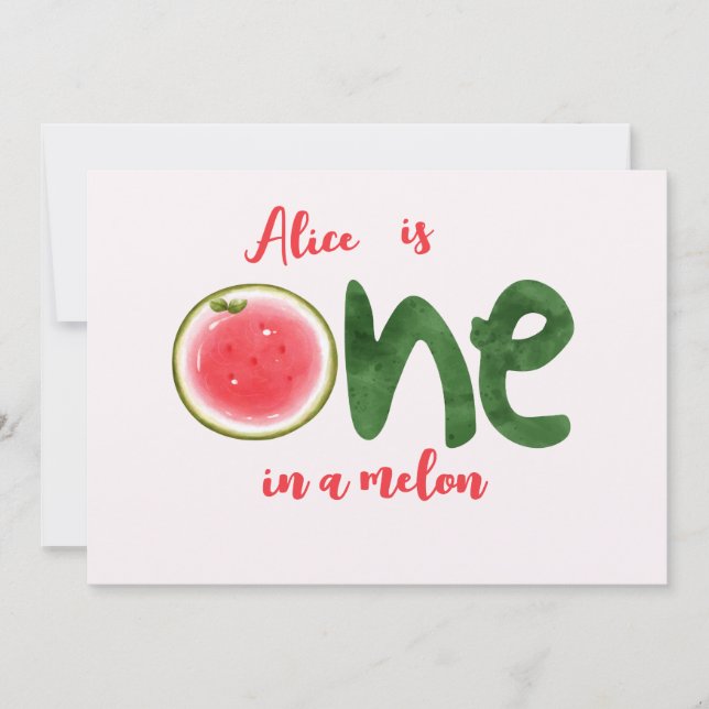 Invitation Watermelon un dans un melon premier anniversaire (Devant)