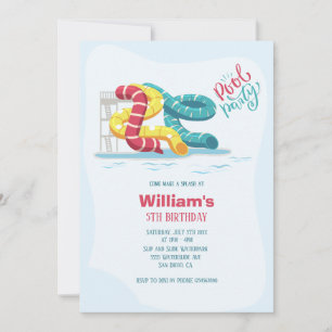 Invitation Waterpark Watertoboggan Pool fête anniversaire