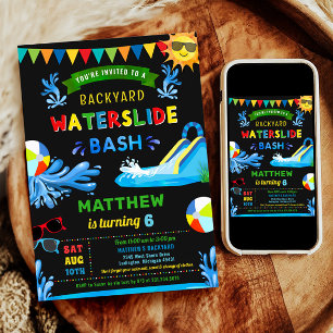 Invitation Watertoboggan Bash Summer Boy Birthday Party
