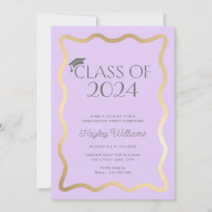 Invitation Wave Light Lilac Gold Graduation Party