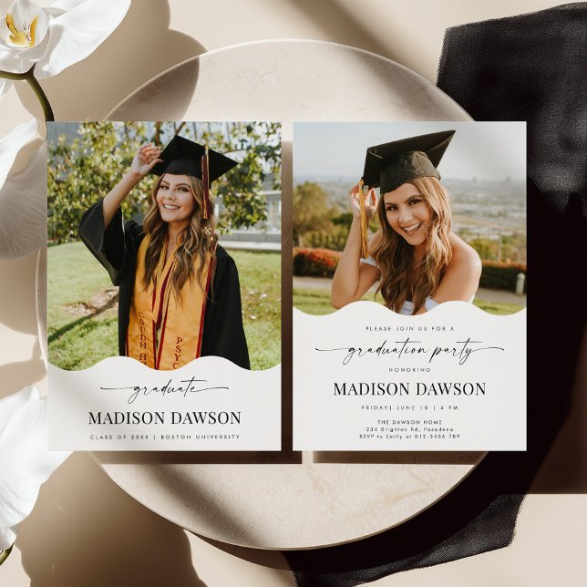 Invitation Wave Photo Graduation Party Invite Announcement (Créateur téléchargé)
