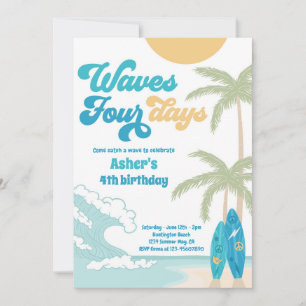 Invitation Waves Four Days Retro Surf Beach 4e anniversaire