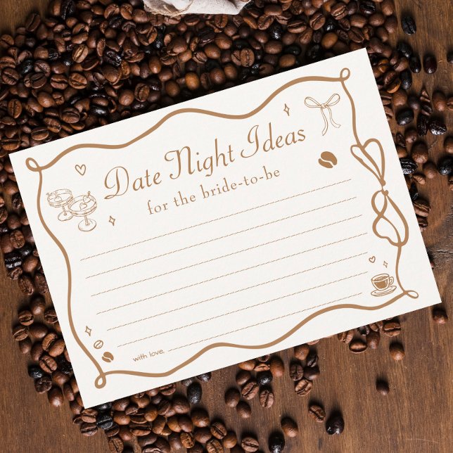 Invitation Wavy Coffee Bridal Shower Date Night Ideas Card (Créateur téléchargé)