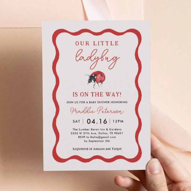 Invitation Wavy Our Little Ladybug Girl Baby shower (Créateur téléchargé)