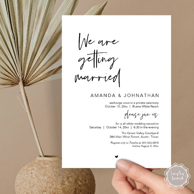 Invitation We are getting married, Modern Wedding Celebration (Modern Minimal Reception, "We are getting married" Invitation Card in Black and white)