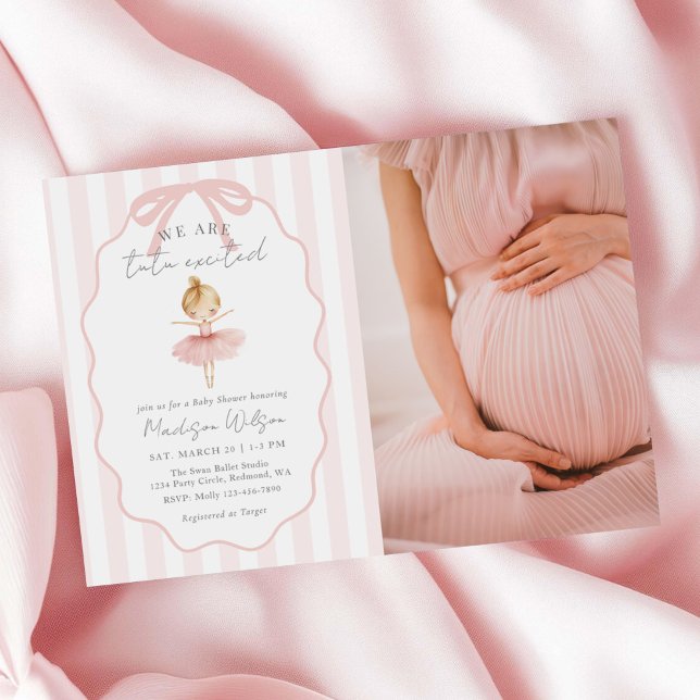 Invitation We Are Tutu Excited Ballerina Baby Shower Photo (Créateur téléchargé)