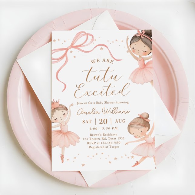 Invitation We Are Tutu Excited Ballerina Girl Baby Shower (Créateur téléchargé)