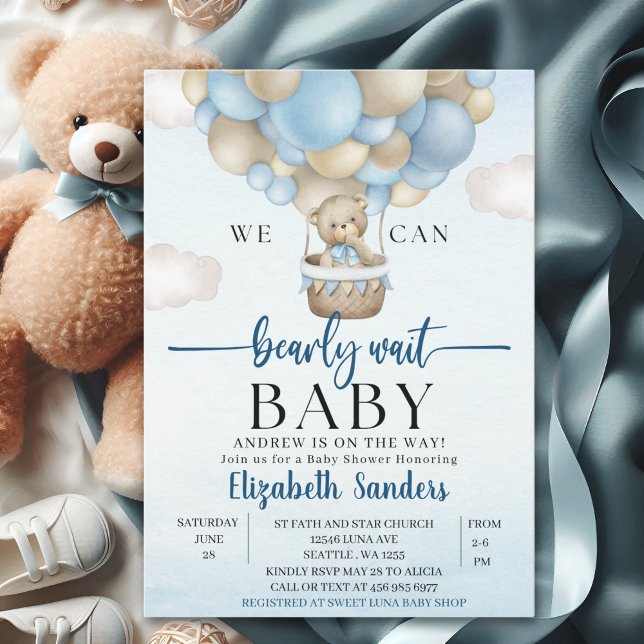 Invitation We can Bearly wait - Bear Baby Shower Boy (Créateur téléchargé)